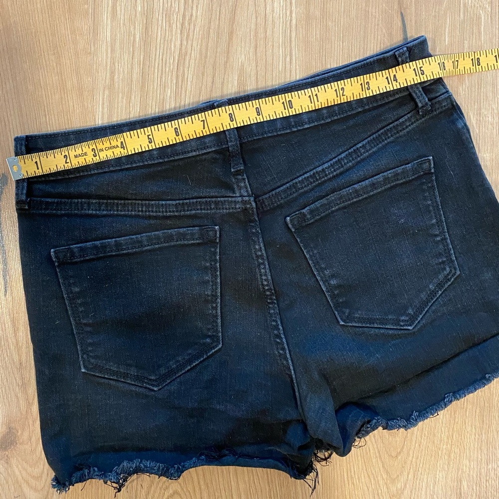 Black Button Fly High Rise Cut Off Shorts